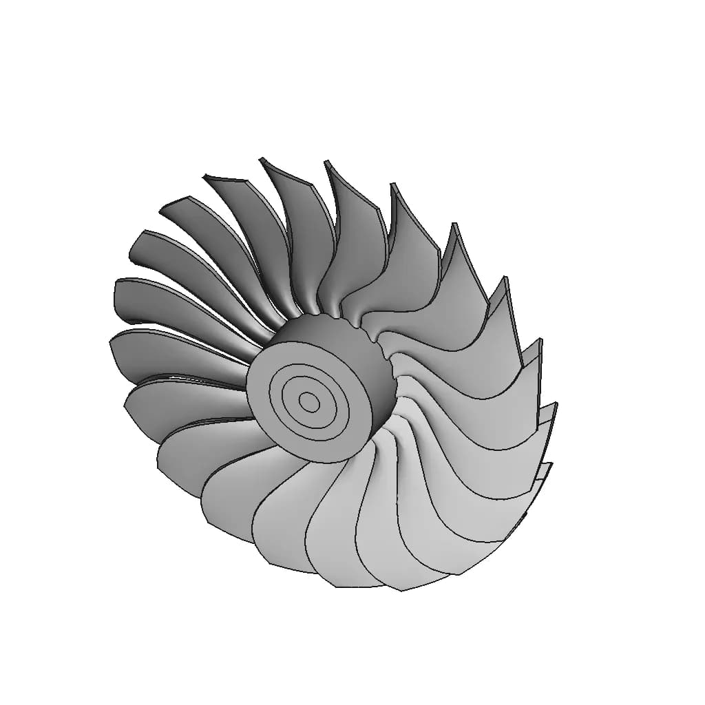 CAD Model of Turbofan Inlet Blade for Engineering Projects_60_30_degree_snapshot