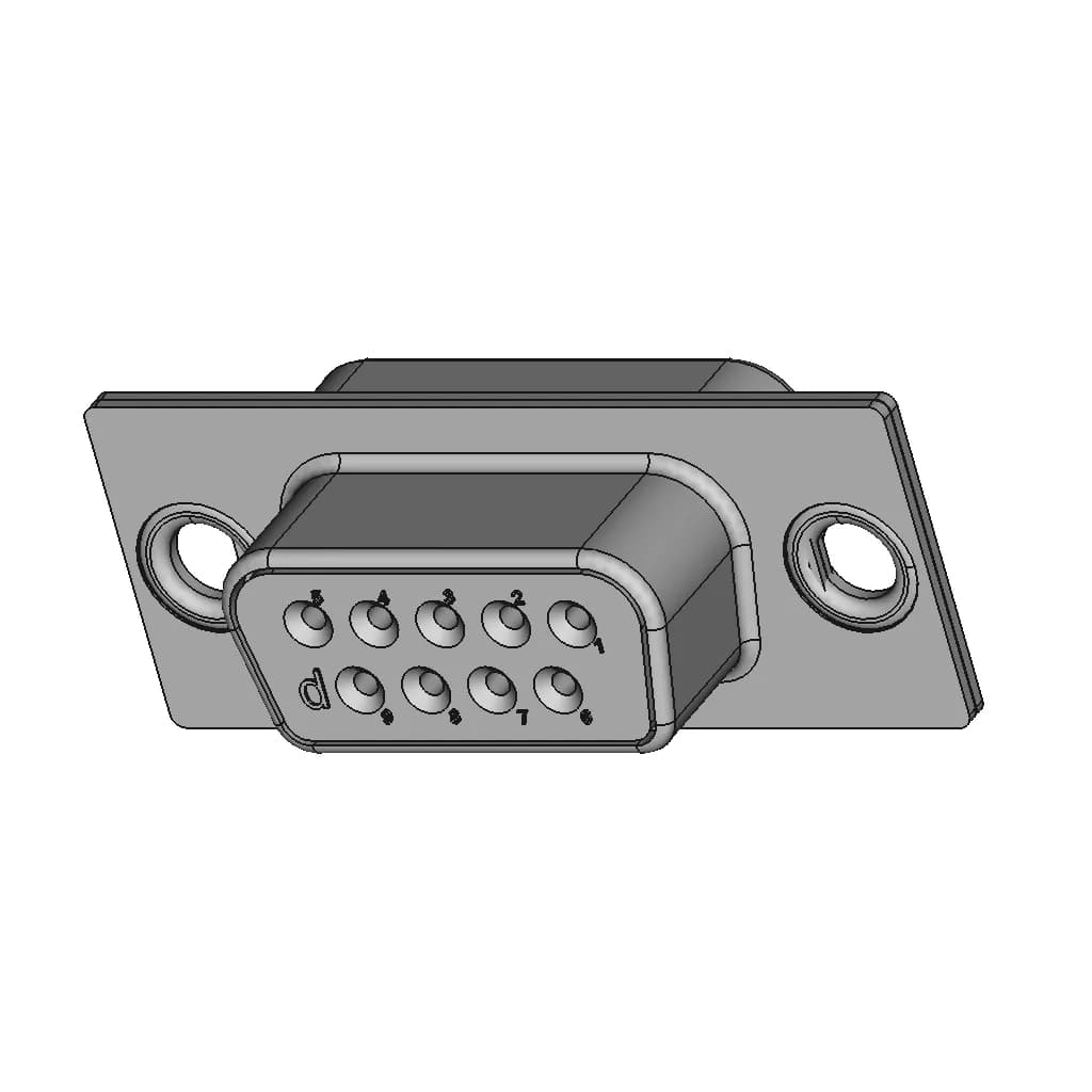 CAD Model of De-9 Connector for Engineering Projects_60_30_degree_snapshot