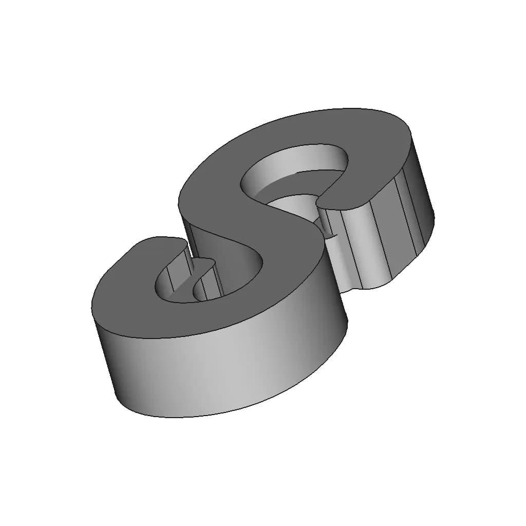 S Clip Replacement For Rubber Band Bracelet - Downloadable CAD Representation_60_30_degree_snapshot