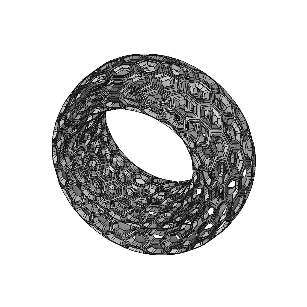 Honeycomb Toroid Ring - Downloadable CAD Representation_60_30_degree_snapshot