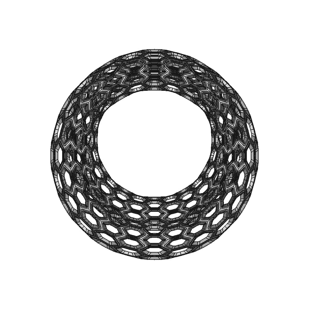 Honeycomb Toroid Ring - Downloadable CAD Representation_90_0_degree_snapshot