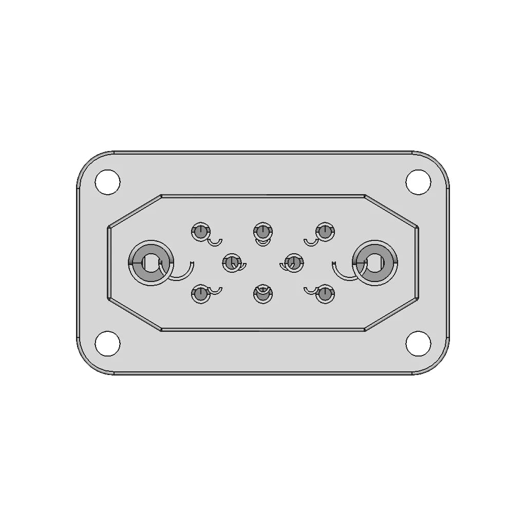 Hy2+8Y Multi Connector Panel Mount 30A/5A 500Vdc - Standard Mechanical Component_270_0_degree_snapshot