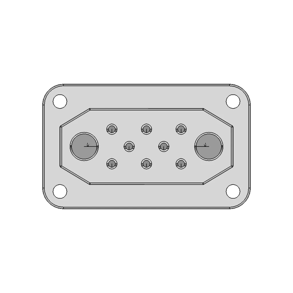 Hy2+8Y Multi Connector Panel Mount 30A/5A 500Vdc - Standard Mechanical Component_90_0_degree_snapshot
