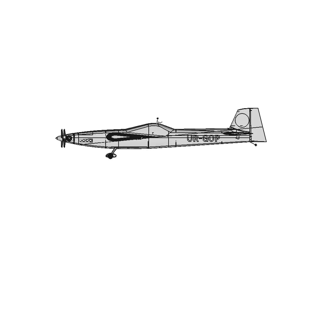 Radio-Controlled Model Of An Aerobatic Airplane In The Style Of Extra 300 - Downloadable CAD Representation_0_0_degree_snapshot