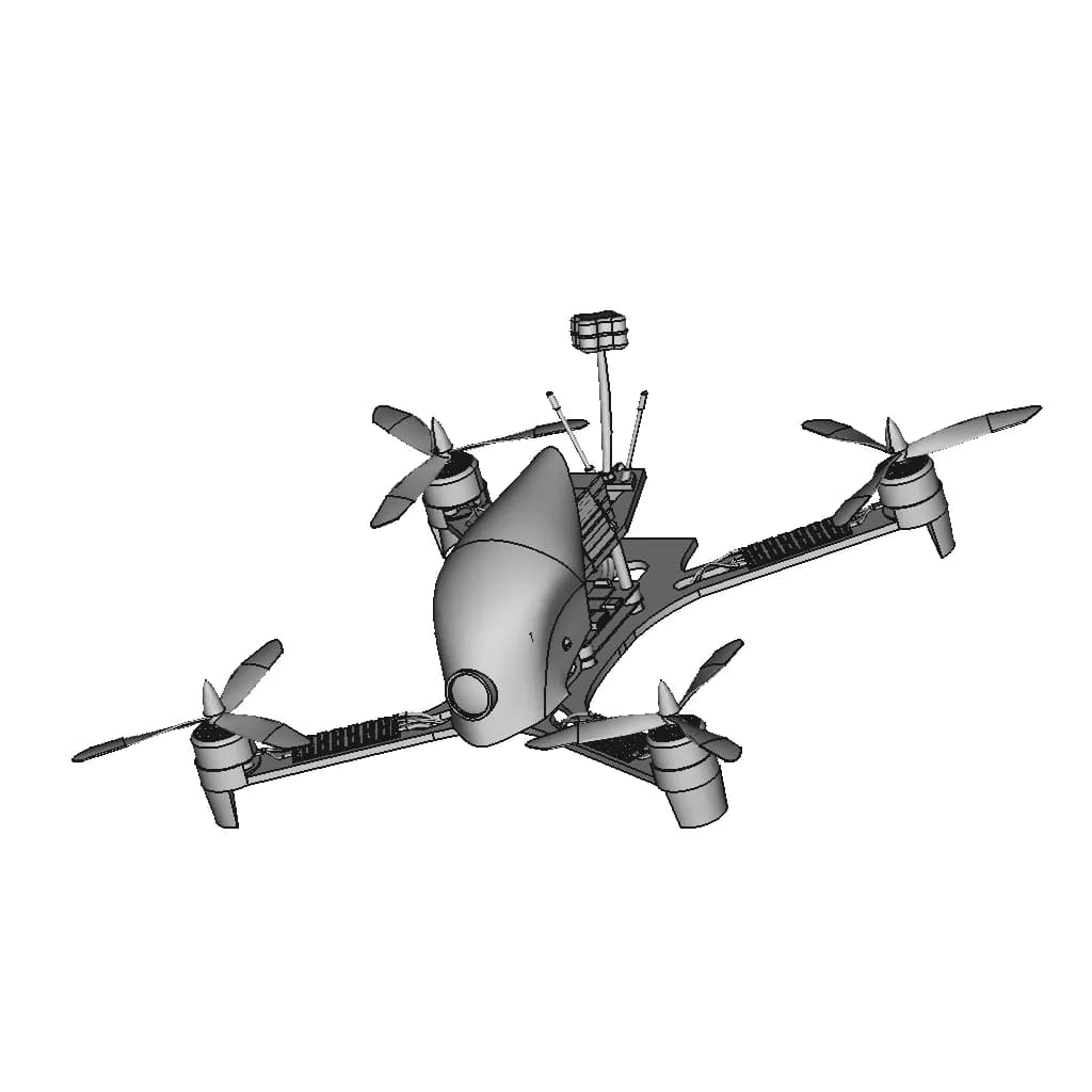 Fpv Drone (24Cm X 24Cm) | 3D Engineering Design File_60_30_degree_snapshot