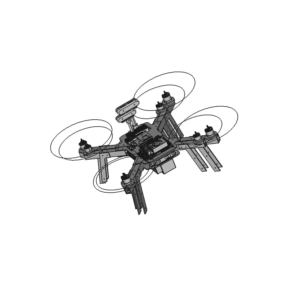 X Frame Uav | High-Quality CAD Model_60_30_degree_snapshot