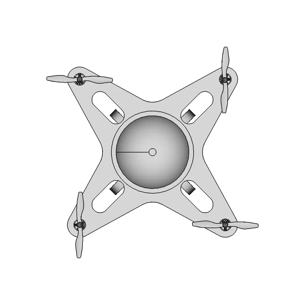 Quadcopter Drone Frame Design With Dome Enclosure | 3D Engineering Design File_0_0_degree_snapshot