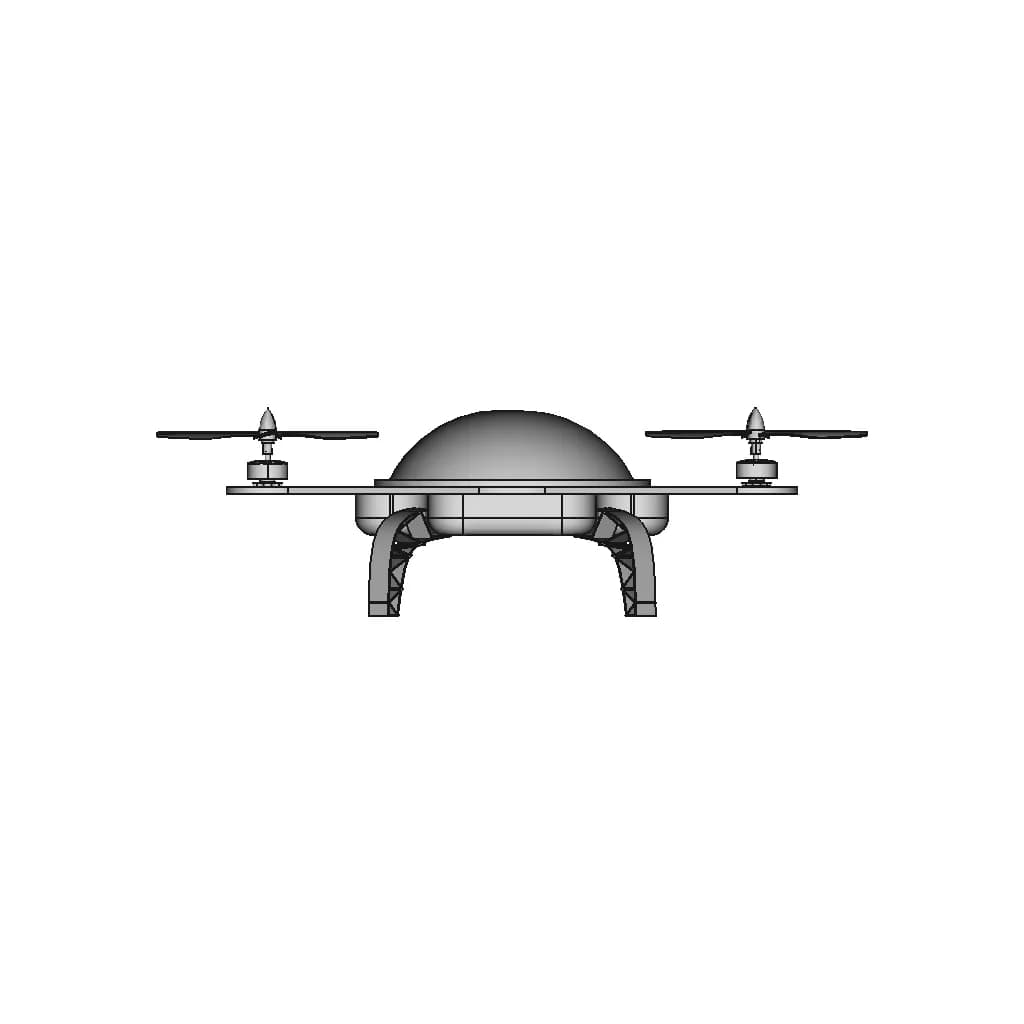 Quadcopter Drone Frame Design With Dome Enclosure | 3D Engineering Design File_90_0_degree_snapshot