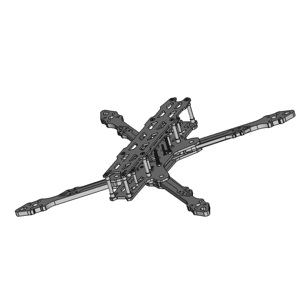 Lx7 Folding 7In Fpv Frame - Downloadable CAD Representation_60_30_degree_snapshot