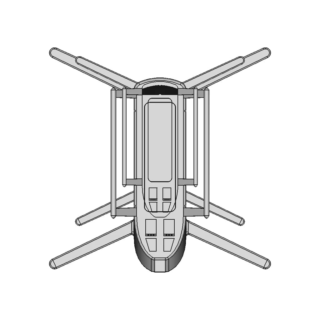 Rotary Quad Drone Frame - Standard Mechanical Component_90_0_degree_snapshot