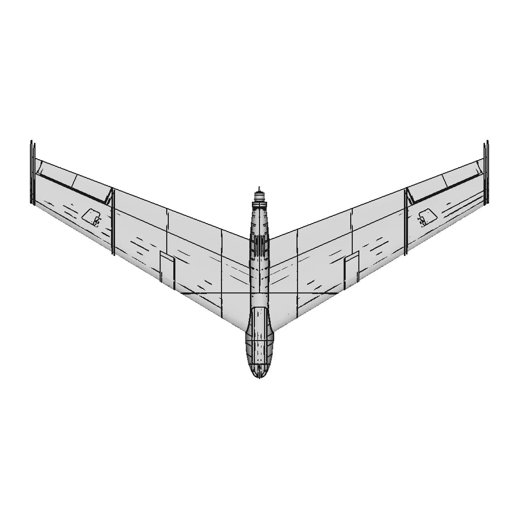 Le'S Falcon 3D Printed R/C Flying Wing, 48" W.S. 10-12-24 - Downloadable CAD Representation_0_0_degree_snapshot