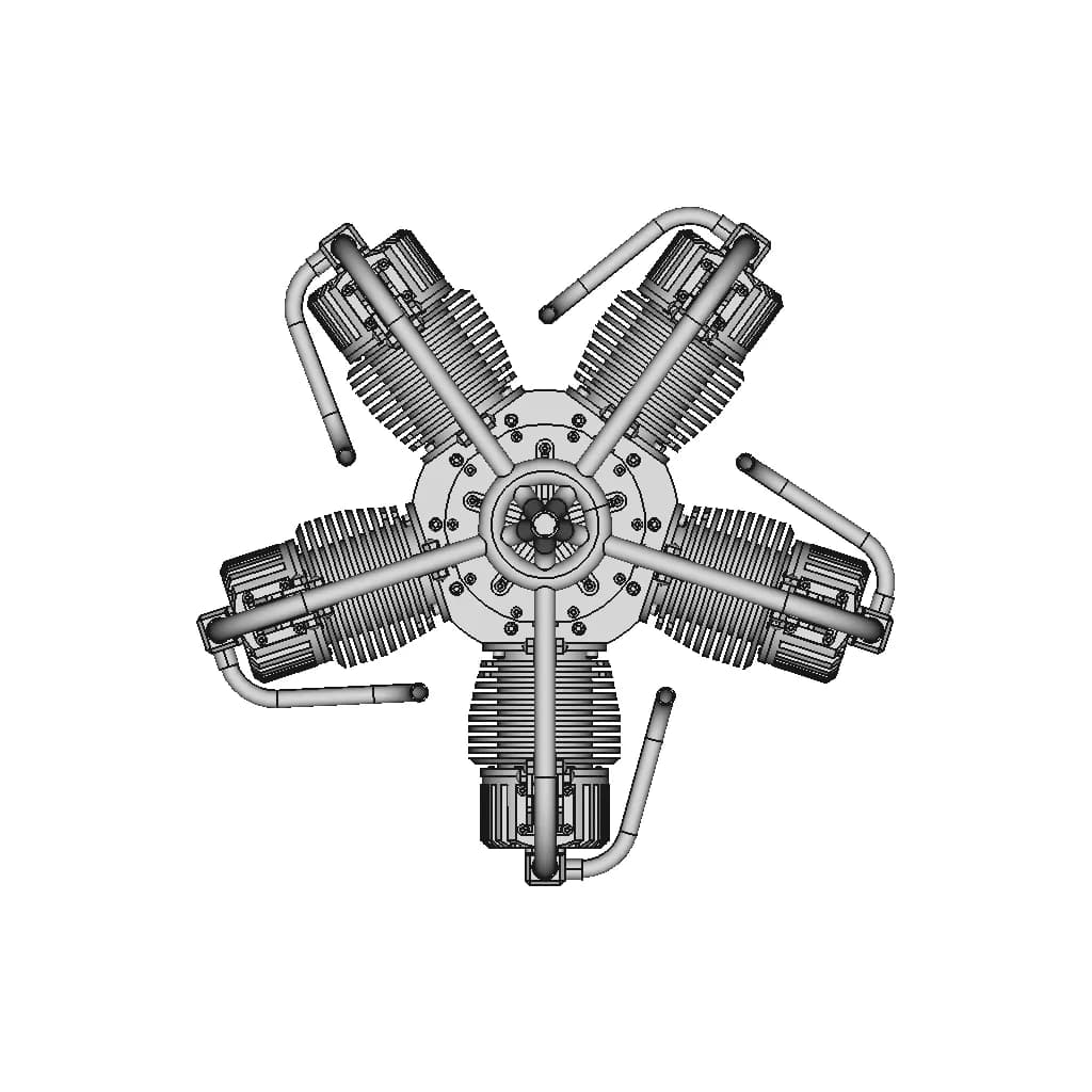 5 Cylinder Radial Steam Engine | 3D Engineering Design File_270_0_degree_snapshot
