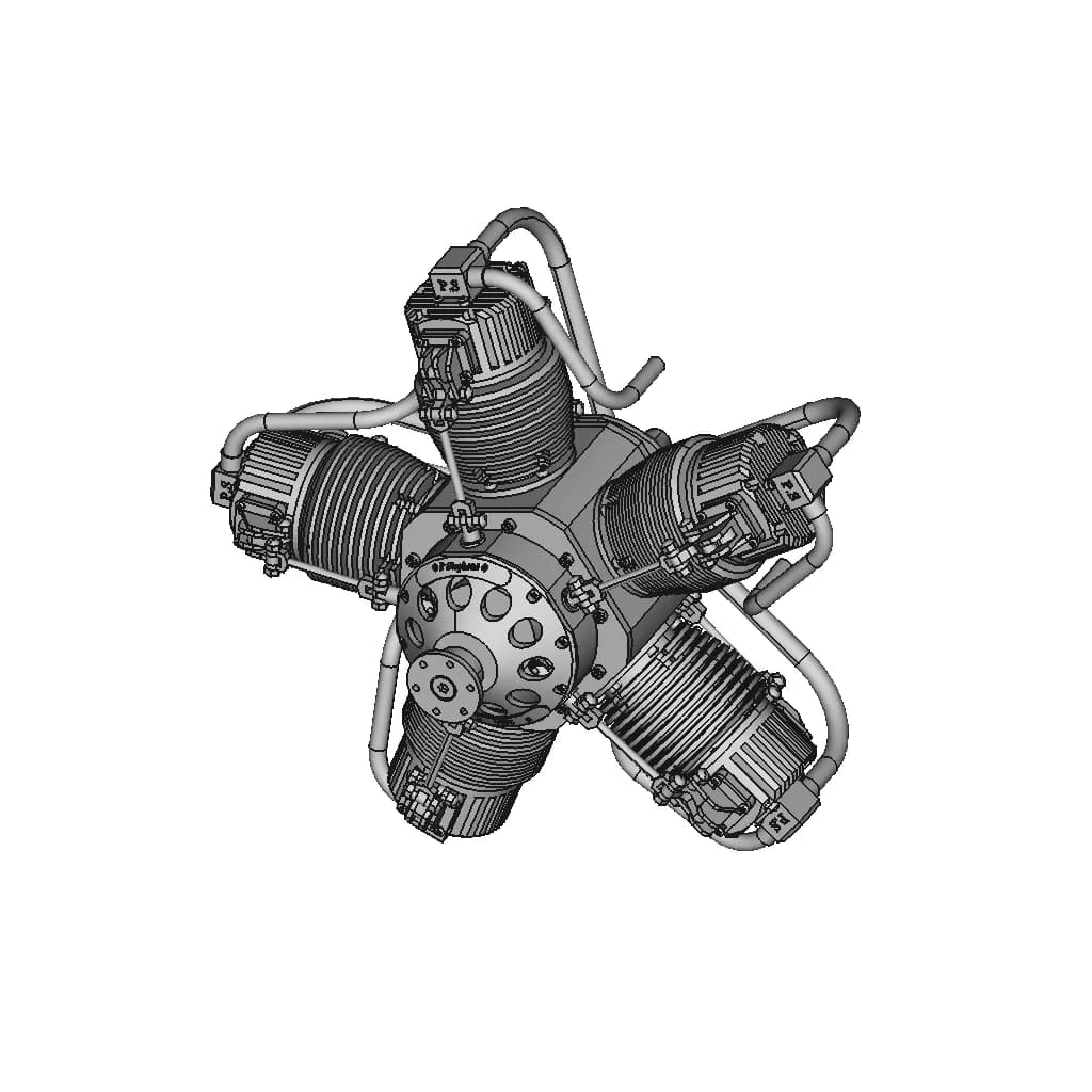 5 Cylinder Radial Steam Engine | 3D Engineering Design File_60_30_degree_snapshot