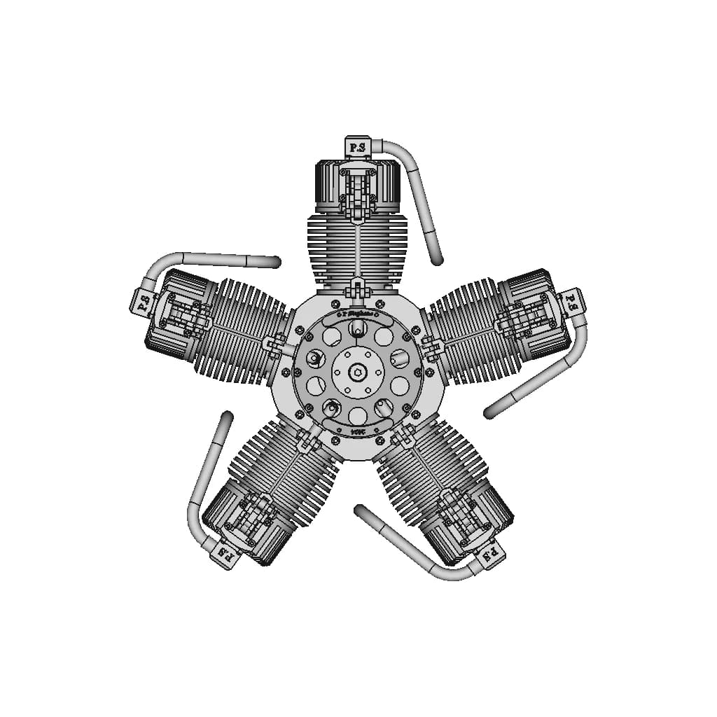 5 Cylinder Radial Steam Engine | 3D Engineering Design File_90_0_degree_snapshot