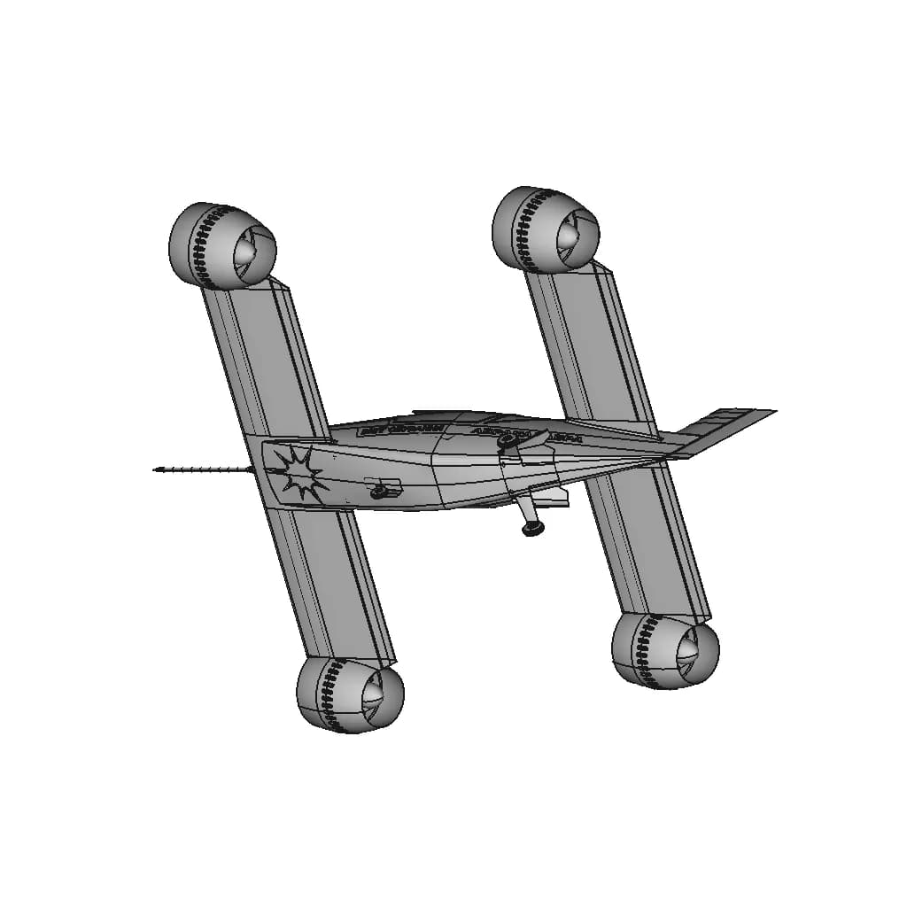 Tiltrotor "Abracadabra" - 4 Impellers | High-Quality CAD Model_60_30_degree_snapshot