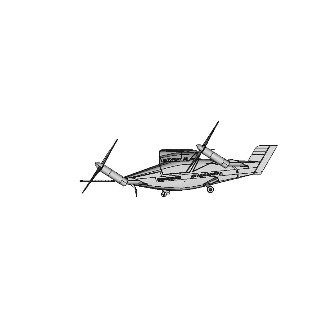 Tiltrotor "Krakozyabra" - 4 Propellers - Downloadable CAD Representation_0_0_degree_snapshot