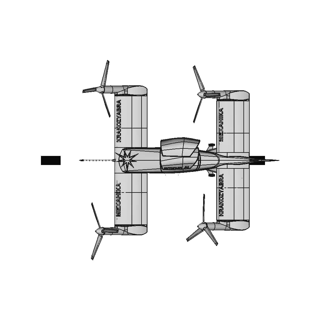 Tiltrotor "Krakozyabra" - 4 Propellers - Downloadable CAD Representation_270_0_degree_snapshot