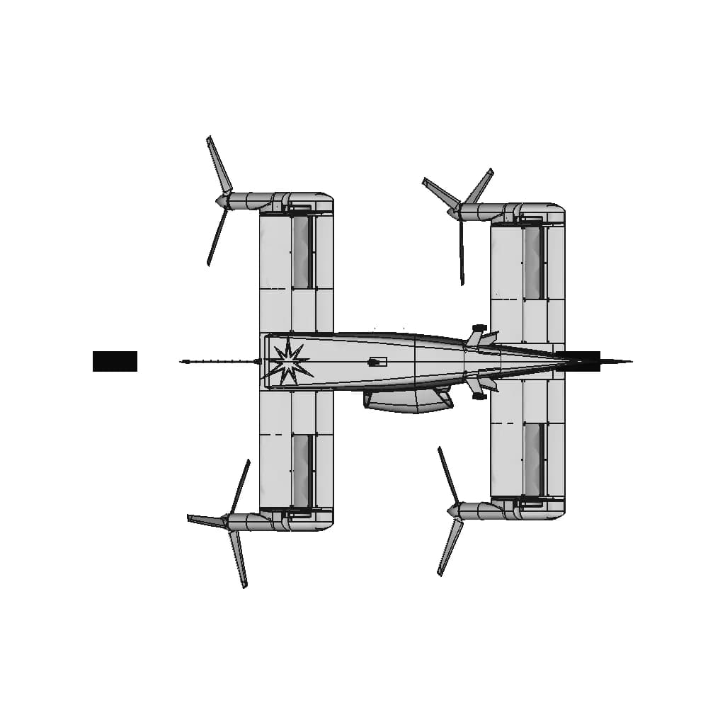 Tiltrotor "Krakozyabra" - 4 Propellers - Downloadable CAD Representation_90_0_degree_snapshot