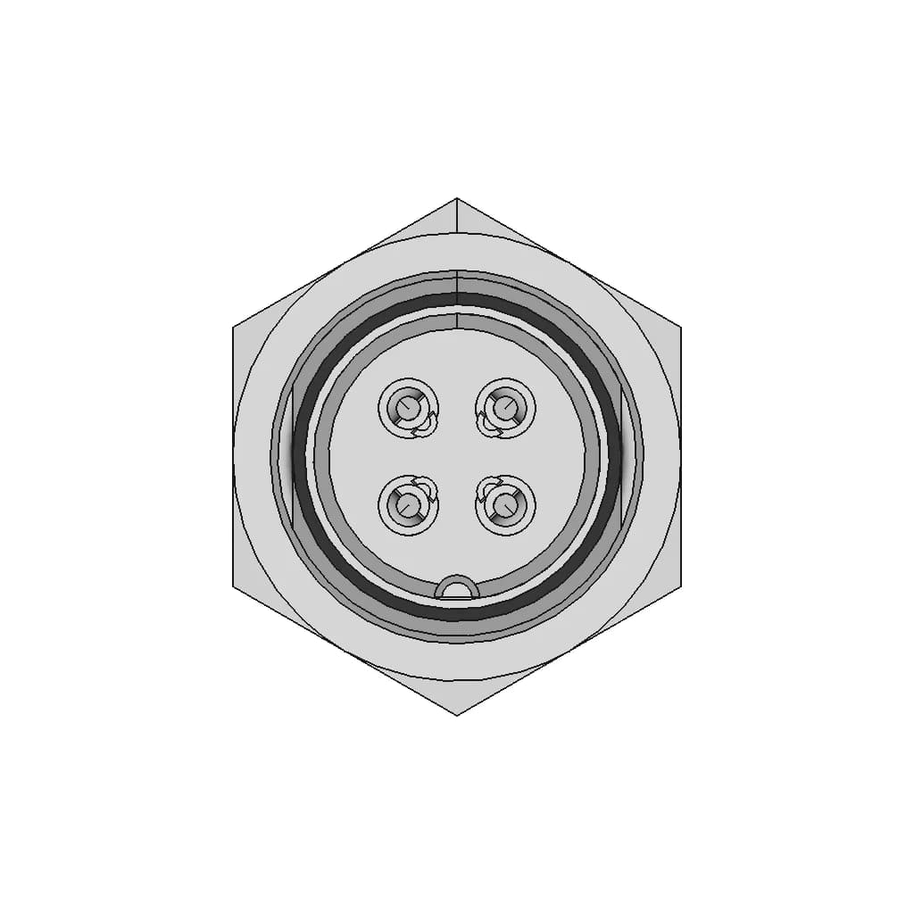Gx12 Aviation Connectors 2,3,4,5,6 And 7 Pin | High-Quality CAD Model_0_90_degree_snapshot