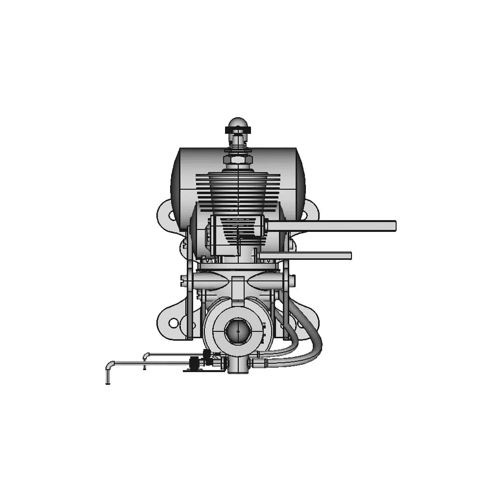 An Old Model Airplane Gasoline Engine. The Year 1940 | 3D Engineering Design File_0_0_degree_snapshot
