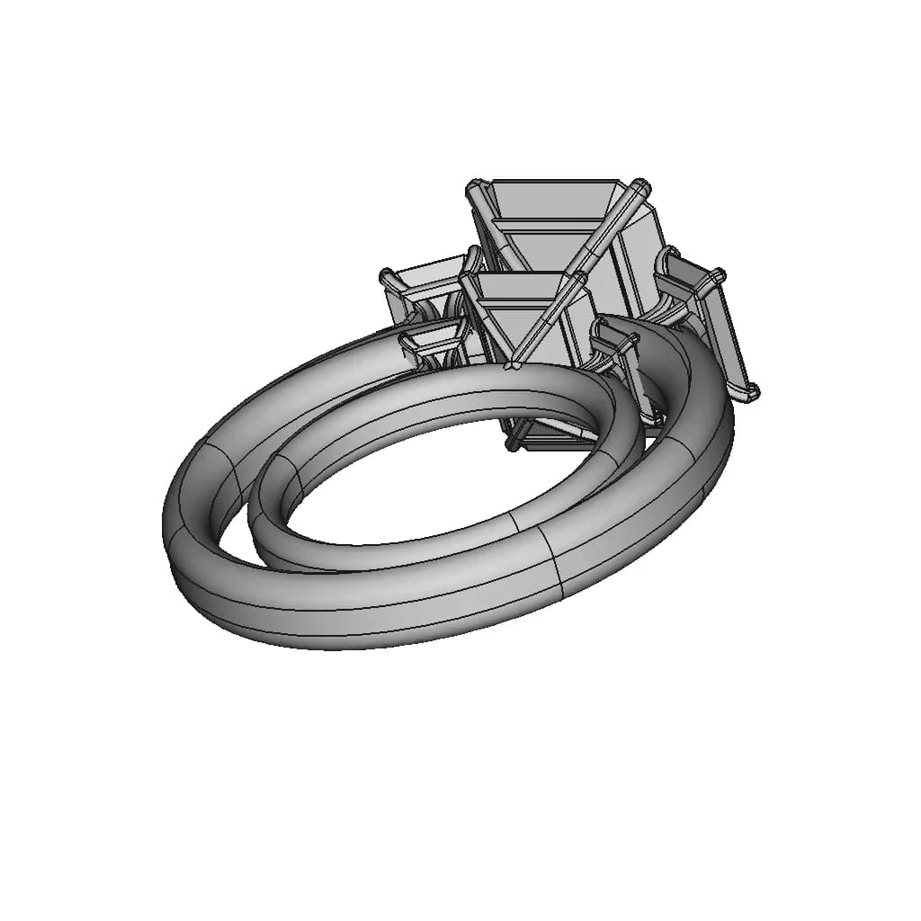 Three Stone Radiant Cut Diamond Ring Solidworks Project - Standard Mechanical Component_60_30_degree_snapshot
