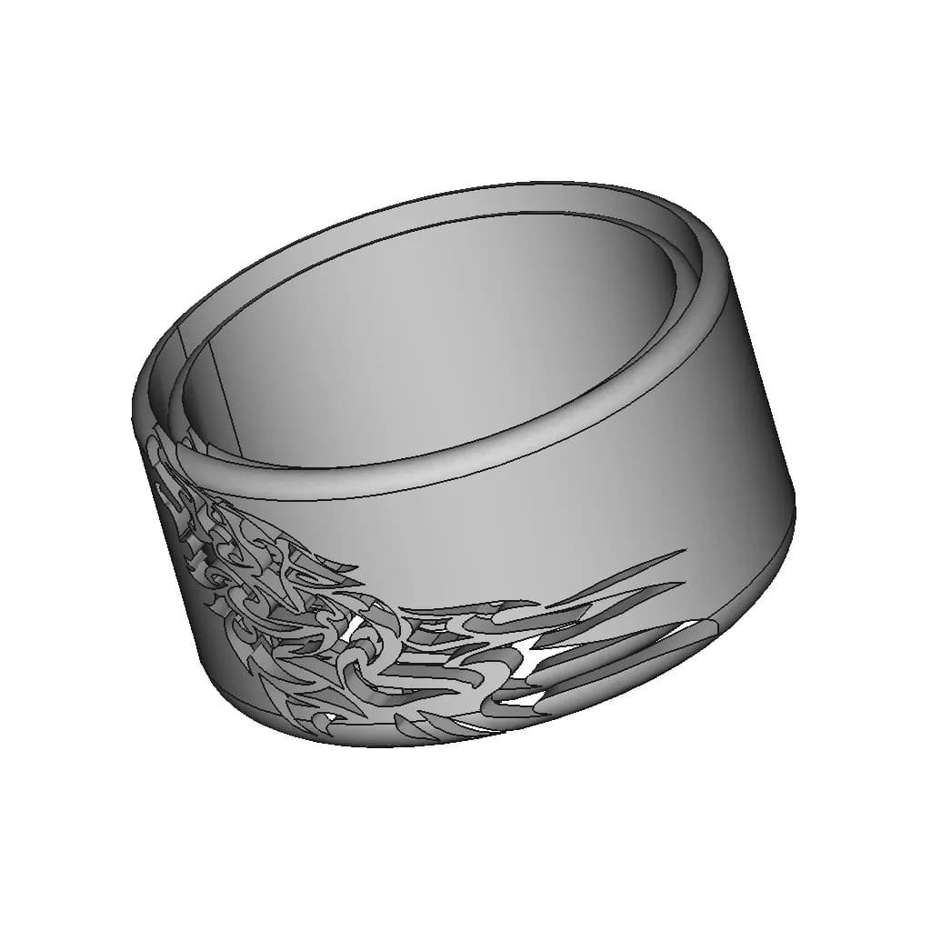 Ring With Wolf Inscription - Downloadable CAD Representation_60_30_degree_snapshot