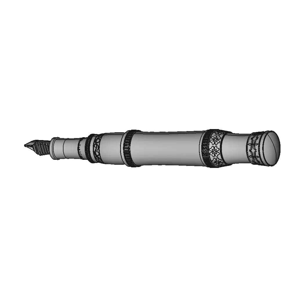 Luxury Fountain Pen - Downloadable CAD Representation_60_30_degree_snapshot