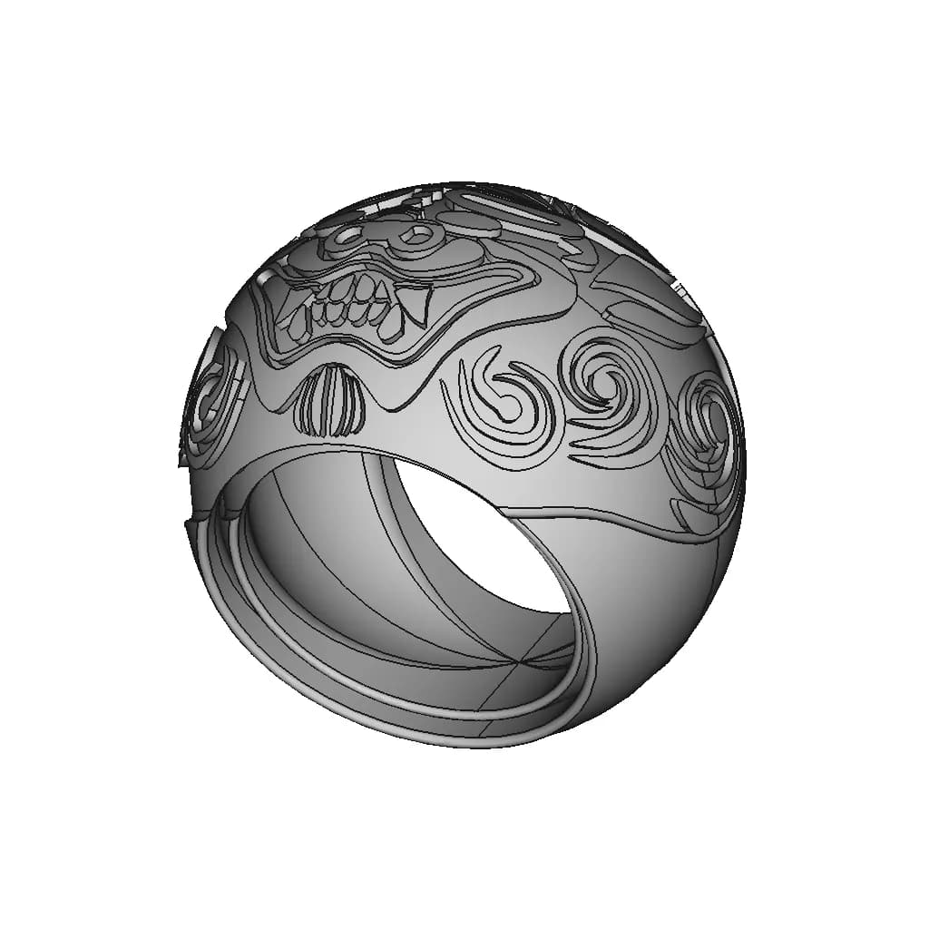 Foo Lion Ring | 3D Engineering Design File_60_30_degree_snapshot