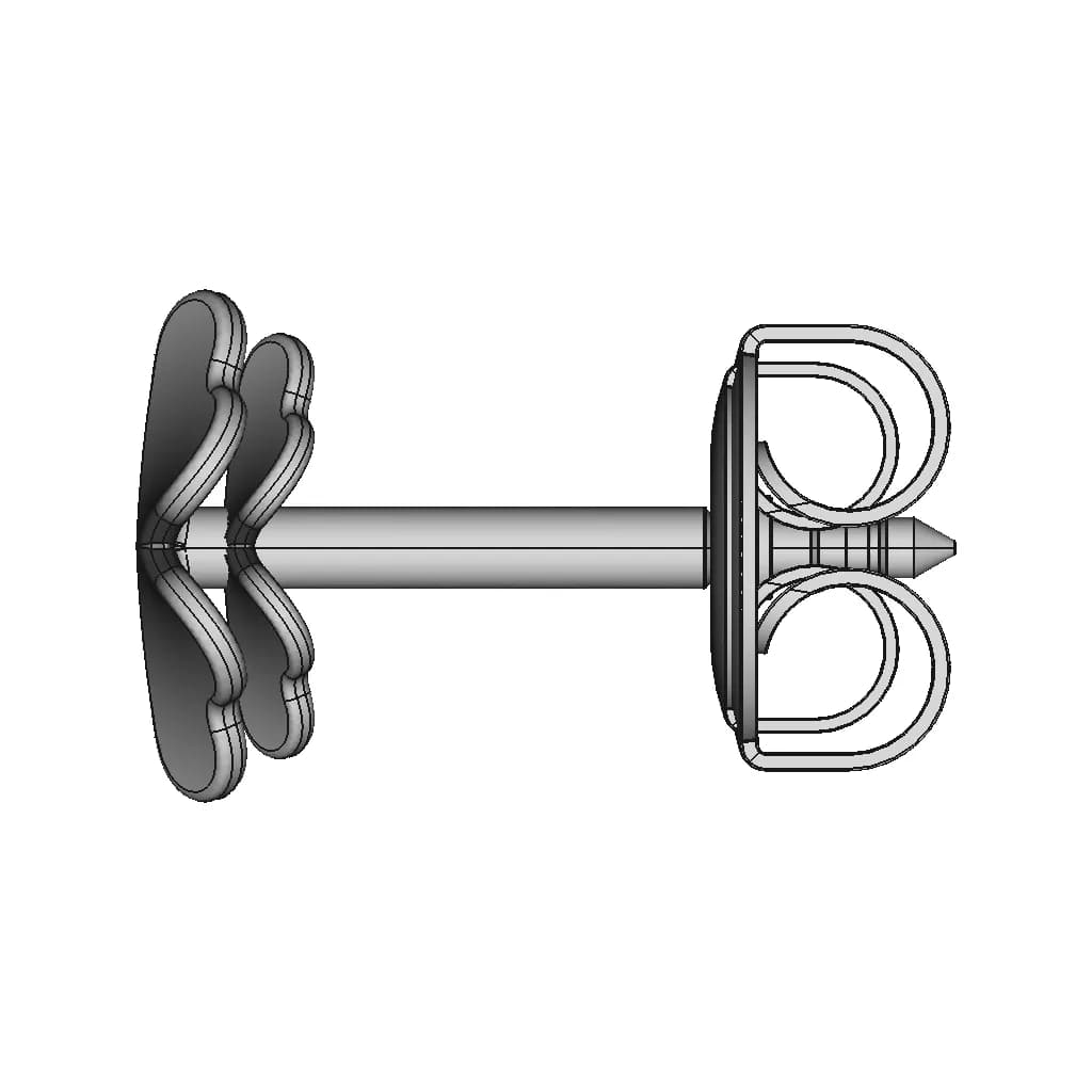 Cloverleaf Stud Earring | High-Quality CAD Model_0_90_degree_snapshot