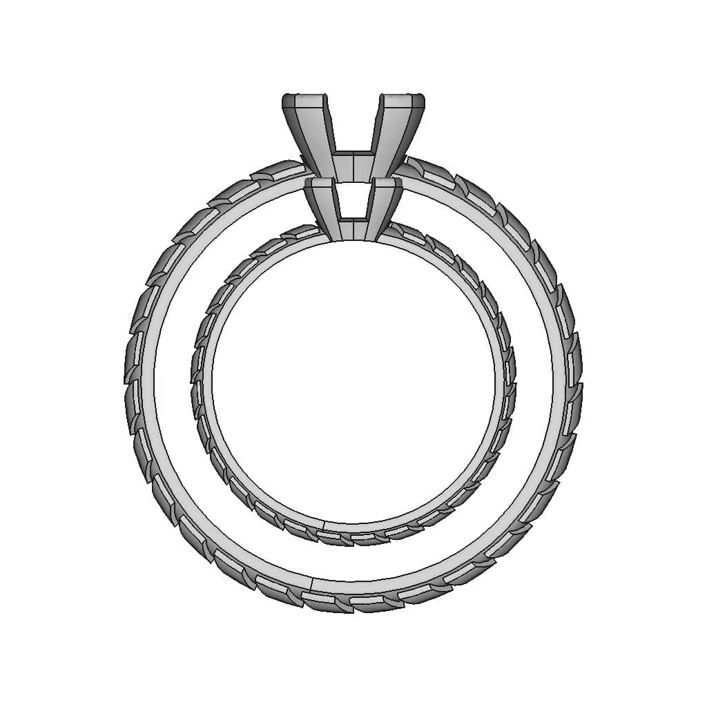 Art Ring Gothic Engagement Ring 375_Rose_Gold & Emerald Topaz & Palladium | High-Quality CAD Model_90_0_degree_snapshot