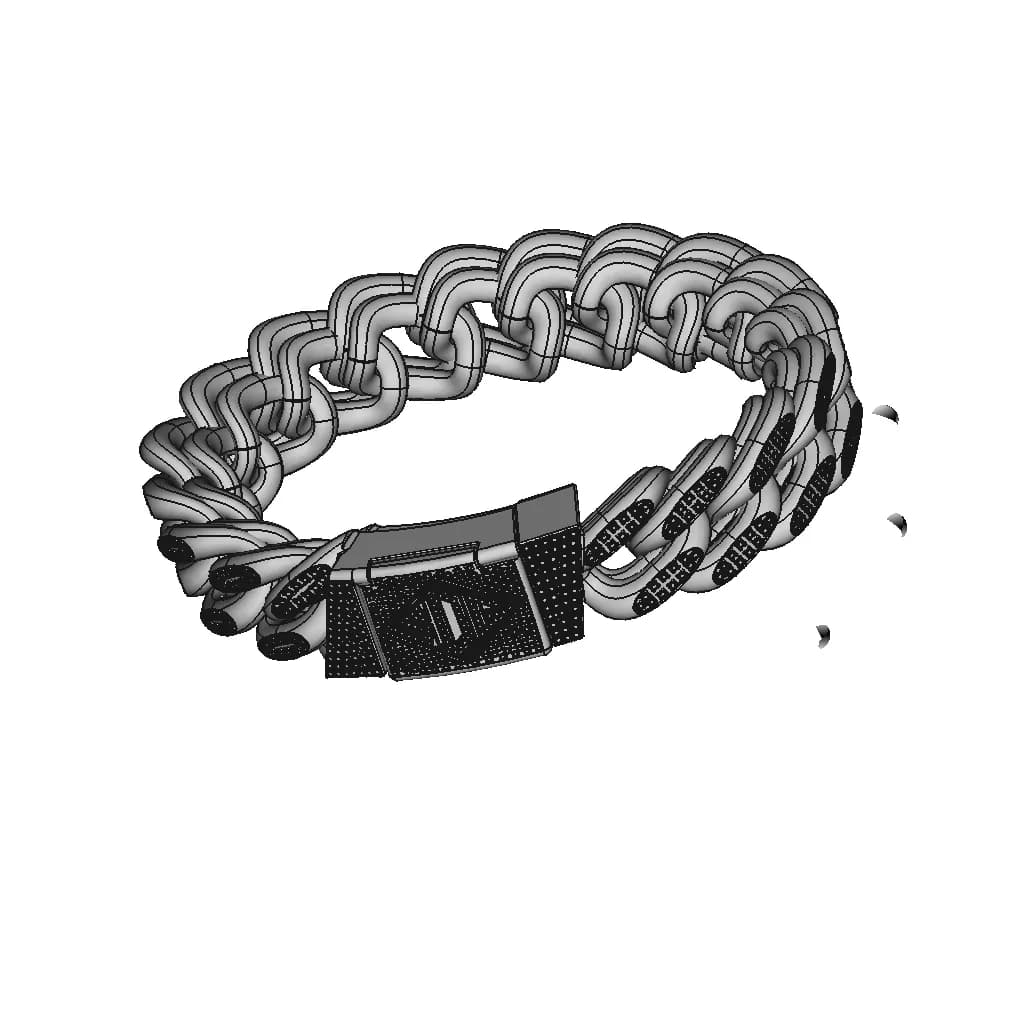 Jewelry Bracelet With Diamonts - Downloadable CAD Representation_60_30_degree_snapshot