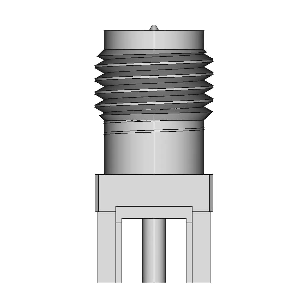 Sma Rp Female Straight Connector With Solder Attachment For Pcb - Downloadable CAD Representation_0_90_degree_snapshot