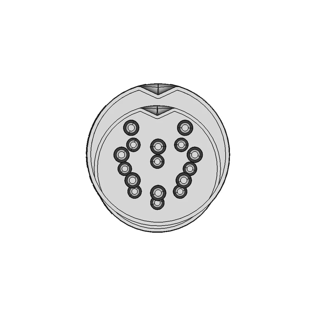 Din 8 270° (Full Size 13.2Mm) Male Plug Connector 180° Vertical Pcb - Downloadable CAD Representation_0_0_degree_snapshot