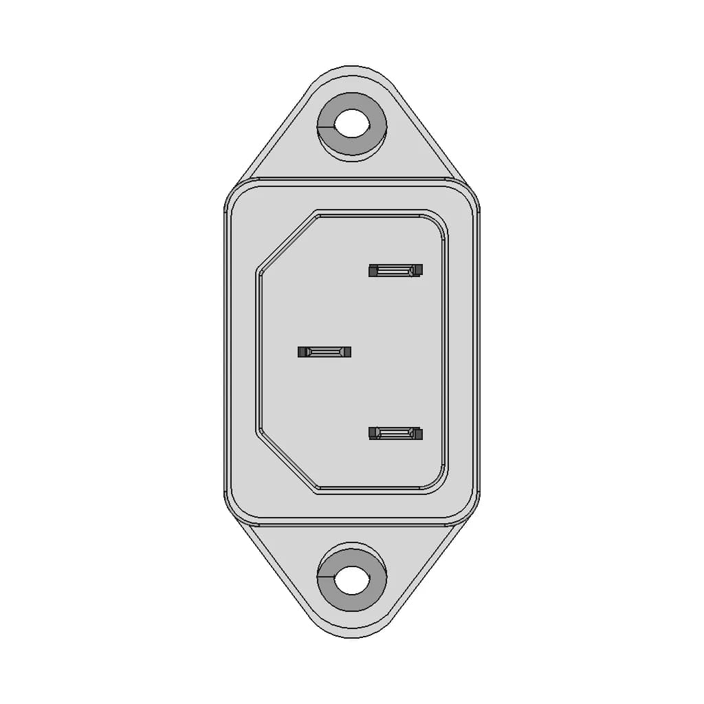 C14 Male Socket Chassis Mount 10A Iec - Downloadable CAD Representation_0_0_degree_snapshot
