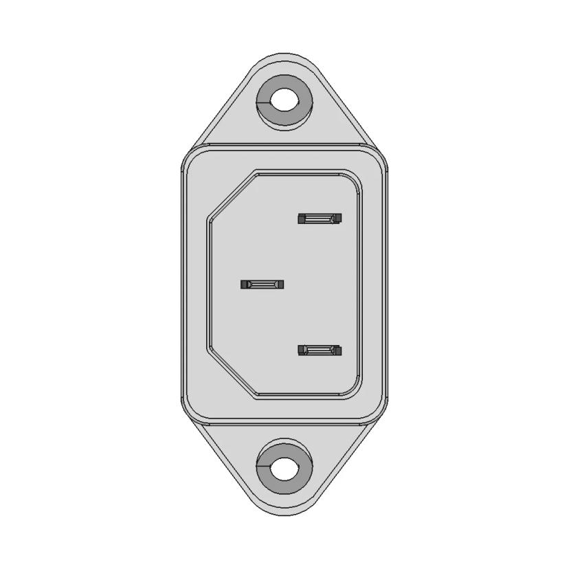 C14 Male Socket Chassis Mount 10A Iec - Downloadable CAD Representation