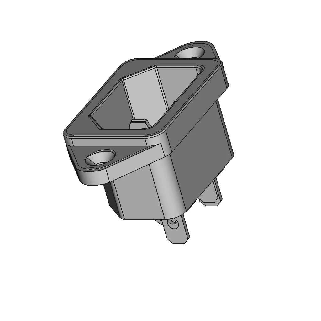 C14 Male Socket Chassis Mount 10A Iec - Downloadable CAD Representation_60_30_degree_snapshot