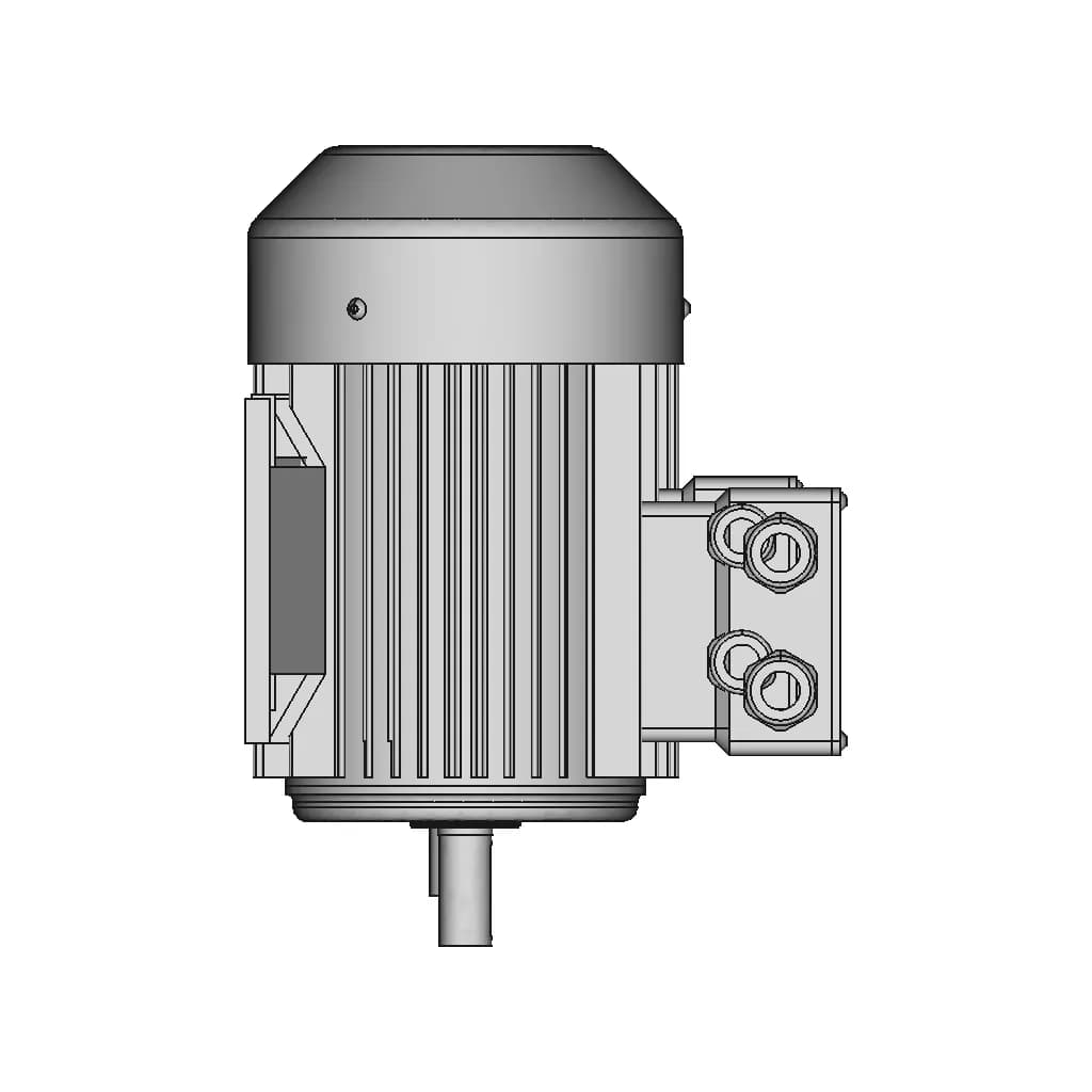 1.1Kw/1.5Hp 4 Pole 1400Rpm 19Mm Shaft Three Phase Electric Motor Reduced 80 Frame - Downloadable CAD Representation_0_270_degree_snapshot