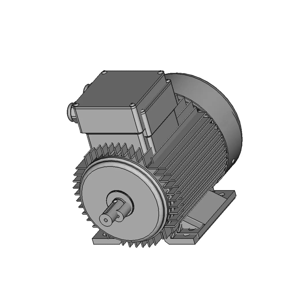 1.1Kw/1.5Hp 4 Pole 1400Rpm 19Mm Shaft Three Phase Electric Motor Reduced 80 Frame - Downloadable CAD Representation_60_30_degree_snapshot