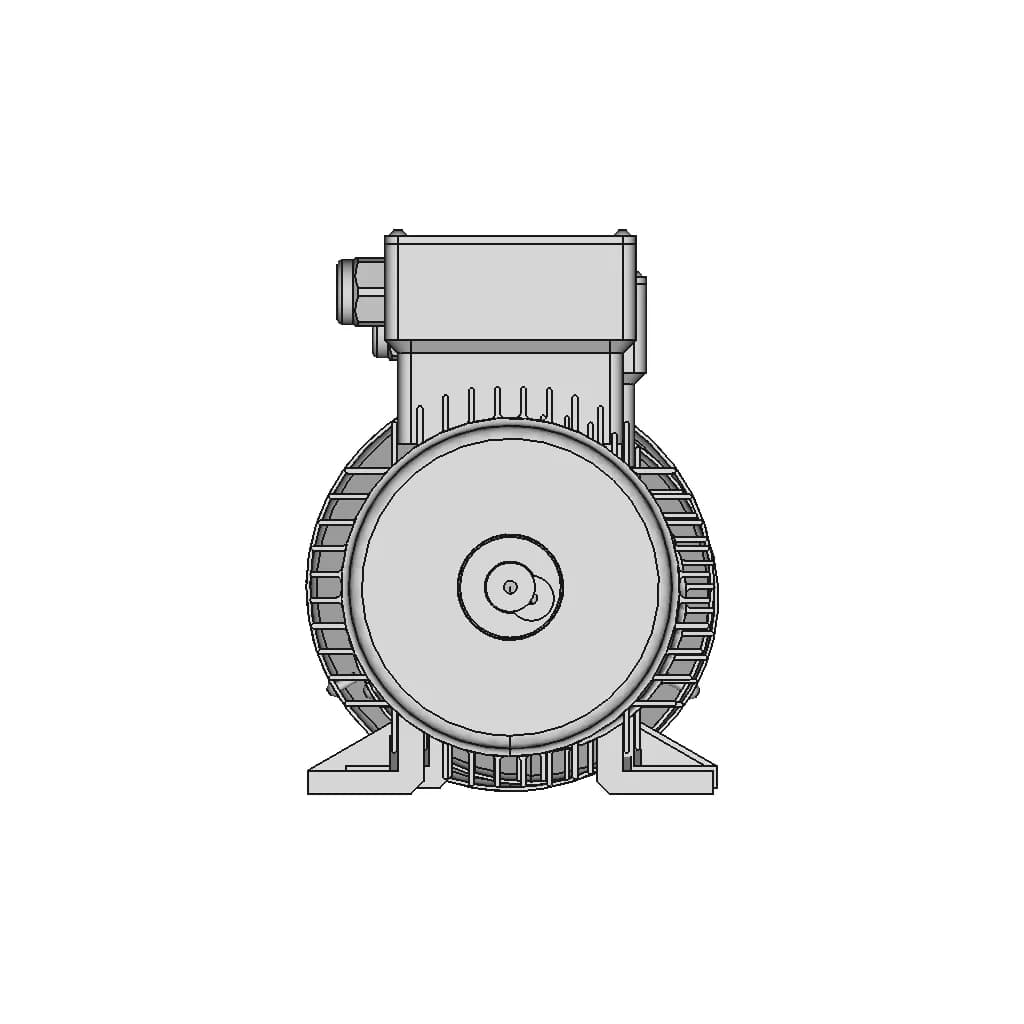 1.1Kw/1.5Hp 4 Pole 1400Rpm 19Mm Shaft Three Phase Electric Motor Reduced 80 Frame - Downloadable CAD Representation_90_0_degree_snapshot