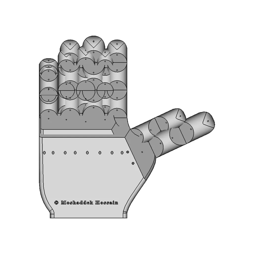 Prosthetic Hand Ready To Print Bionic Hand | 3D Engineering Design File_270_0_degree_snapshot