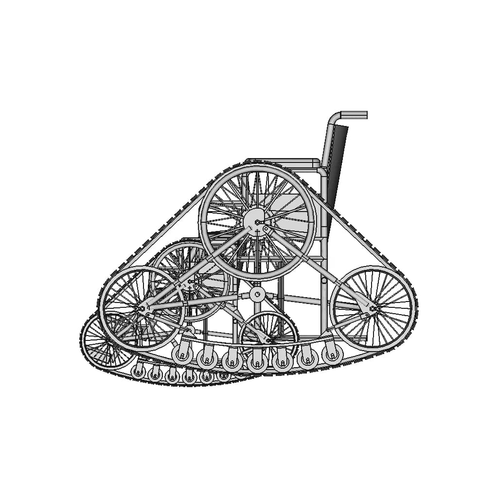 All-Terrain Tracked Wheelchair (Planetary Hub Gear Reduction) | 3D Engineering Design File_0_90_degree_snapshot
