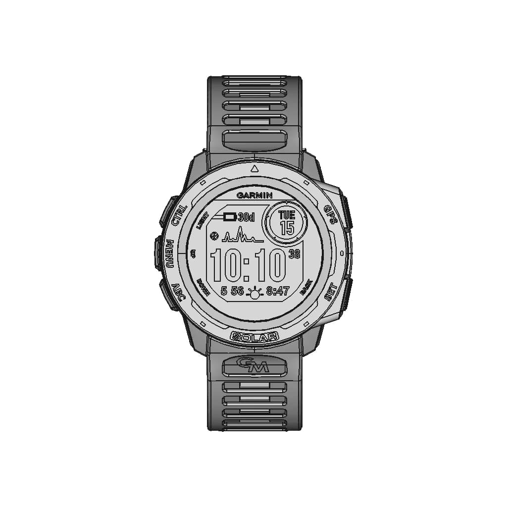 Garmin Instinct Solar Sport Watch - Downloadable CAD Representation_0_0_degree_snapshot