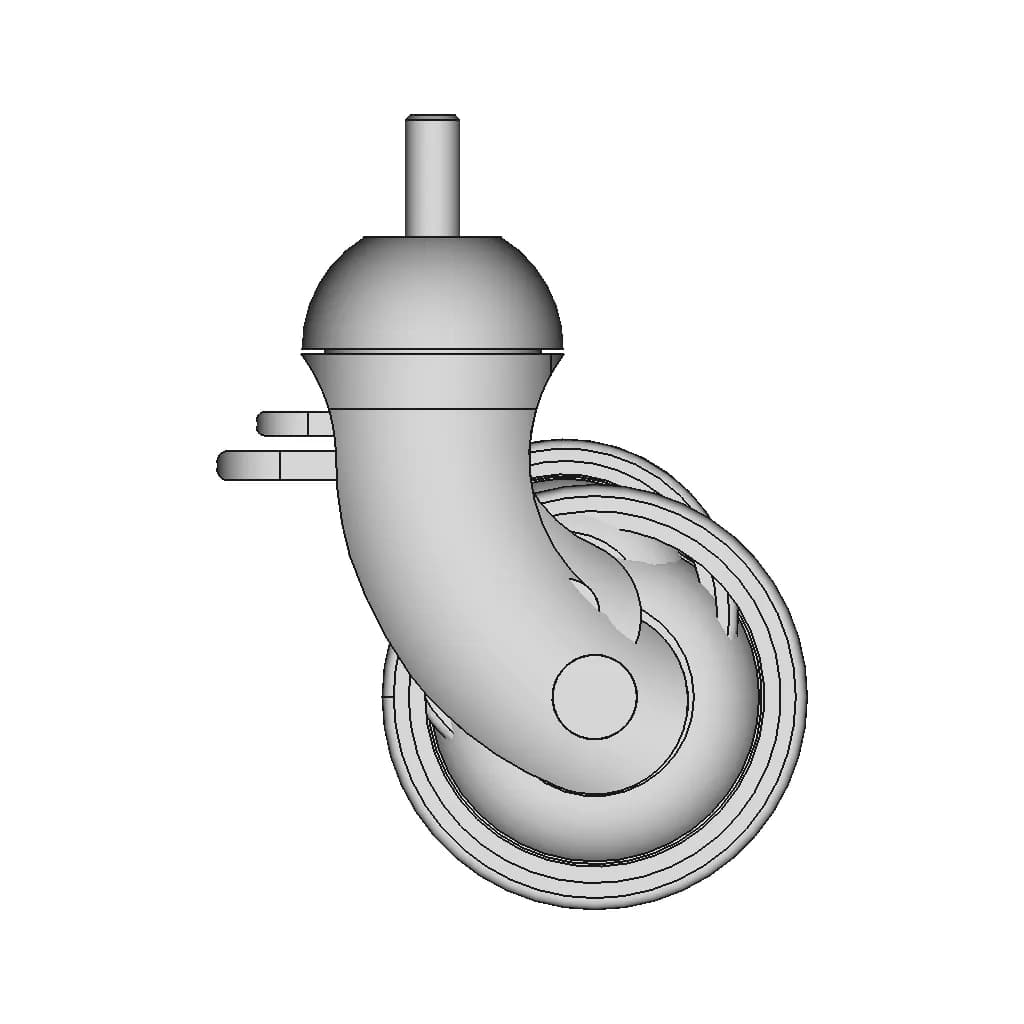 Hospital Bed Wheel | High-Quality CAD Model_0_0_degree_snapshot