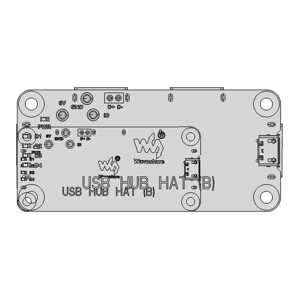 Waveshare Usb Hub Hat (B) | 3D Engineering Design File_0_0_degree_snapshot