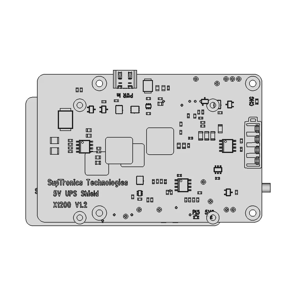 Geekworm X1200 Ups Hat For Raspberry Pi 5 - Downloadable CAD Representation_0_0_degree_snapshot
