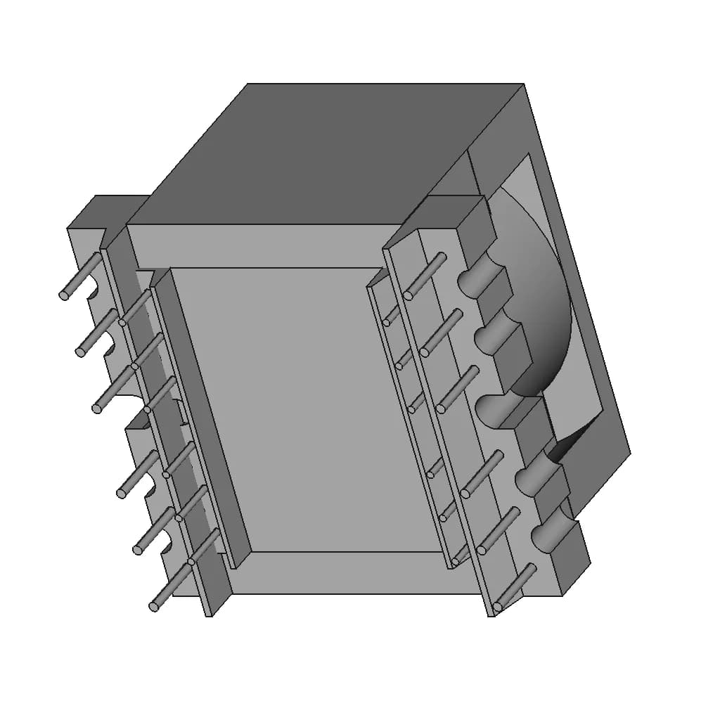 12 Pins Ferrite Transformer - Downloadable CAD Representation_60_30_degree_snapshot