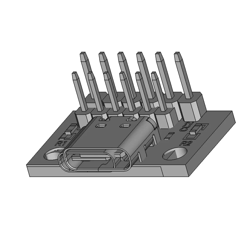Type C Female Breakout Board | 3D Engineering Design File_60_30_degree_snapshot