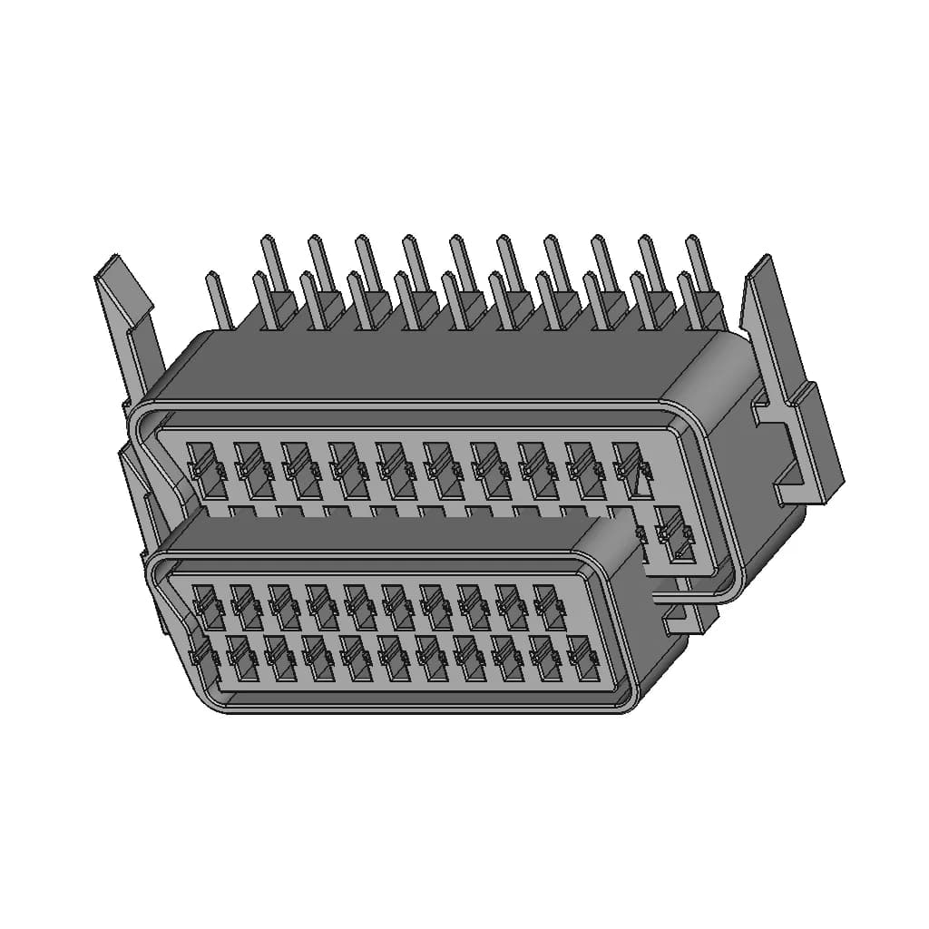 Female Scart 90 Degree Connector Reverse Direction - Downloadable CAD Representation_60_30_degree_snapshot