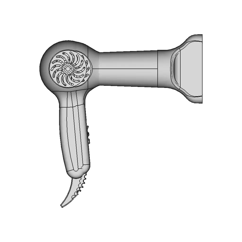 Hair Dryer - Product Design - Solidworks - Downloadable CAD Representation_0_270_degree_snapshot