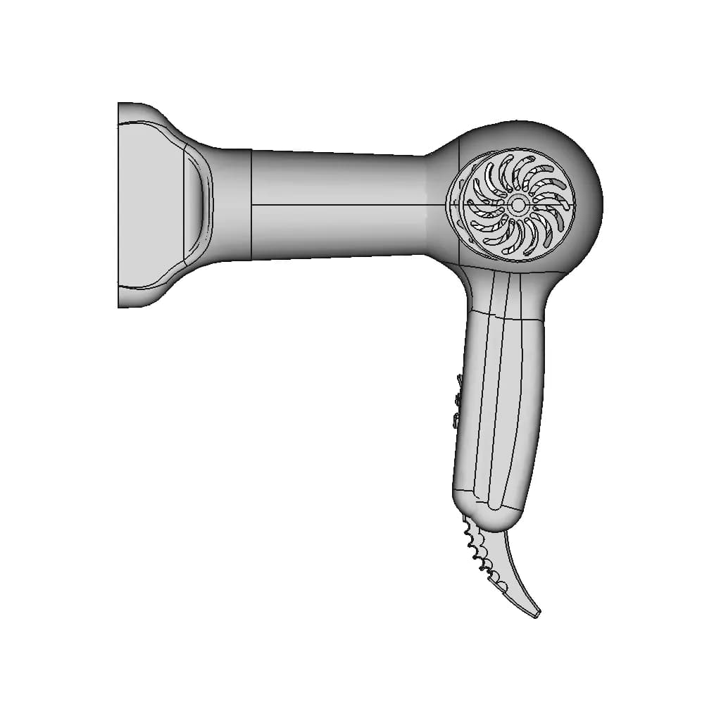 Hair Dryer - Product Design - Solidworks - Downloadable CAD Representation_0_90_degree_snapshot